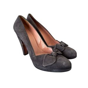 Alaia Vintage Gray Suede Bow Heels Size 38.5 US 8